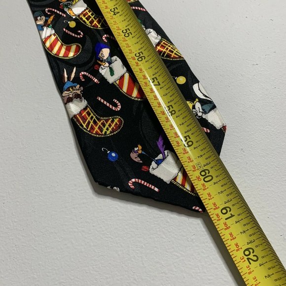 Vintage 1995 Looney Tunes Mania Black Tie Christmas Stocking Candy Canes Holiday - Picture 4 of 6
